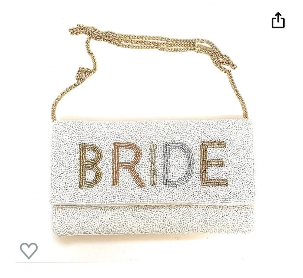 Francesca BRIDE White gold beaded handbag purse clutch wedding bridal accessory